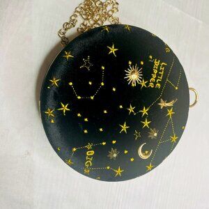 Round Black velvet handbag